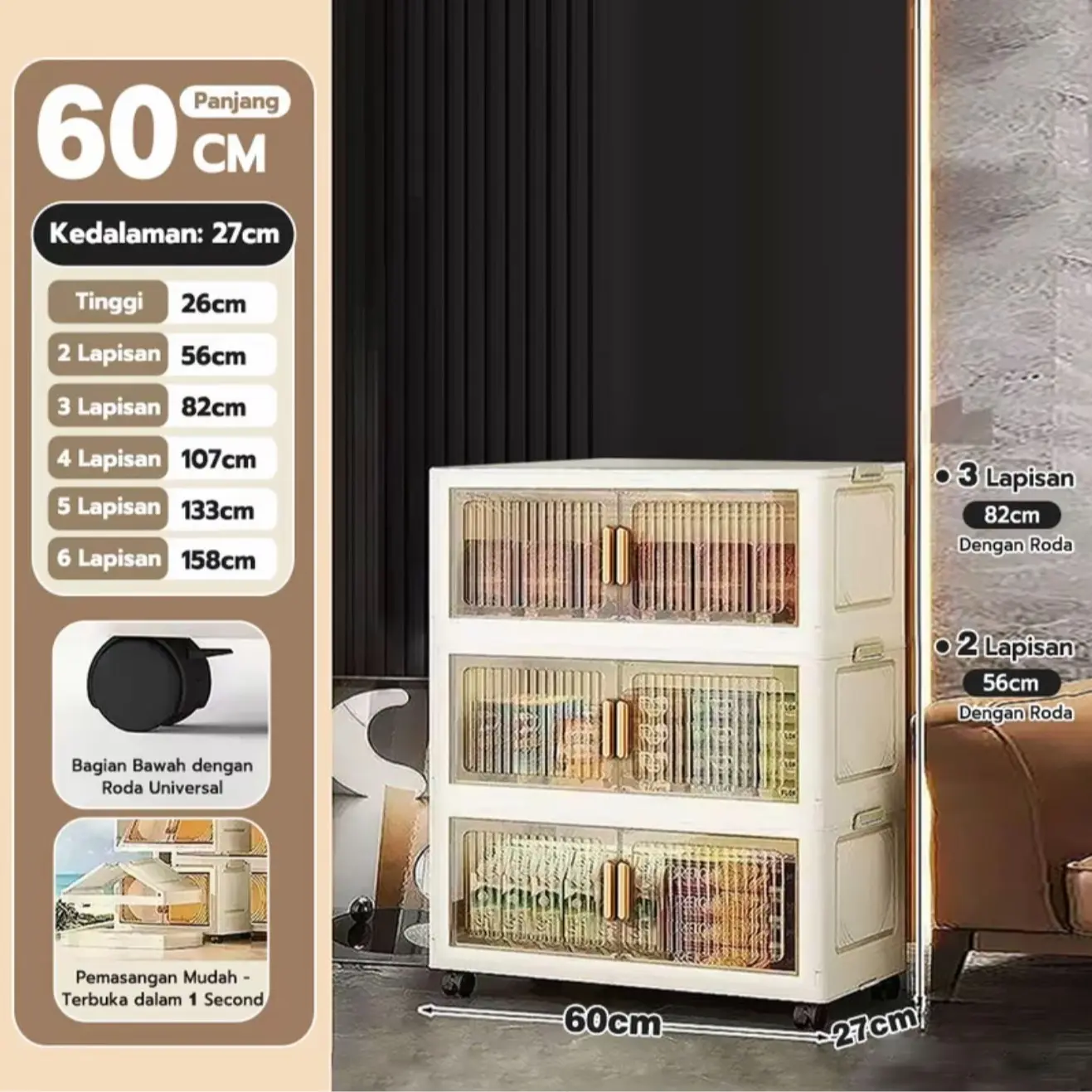 【transparan】60cm-3 Lapisan