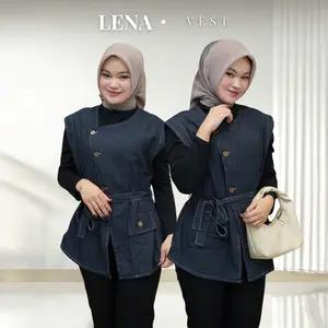 Lena Vest - AtasanRompi Jeans - Muslim Wanita (TANPA MANSET)
