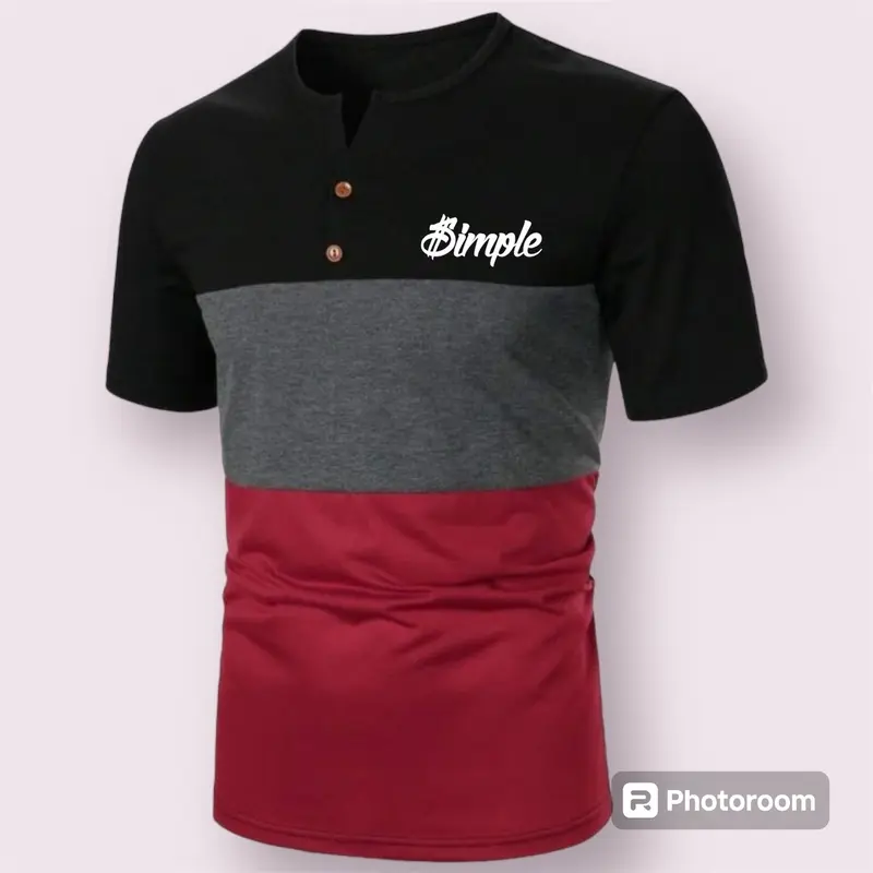 Baju Kaos Pria Dewasa Distro Kancing Kombinasi Bahan Katun Lengan Pendek Motif Polos / Kaos Kancing 2 Kombinasi Keren Terbaru Nyaman di pakai 1