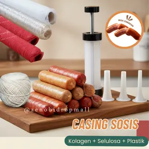 Kolagen Sosis Jumbo Home Made Selongsong Pembungkus Casing Sosice Selulosa Plastik Slongsong Pembuat Sosis