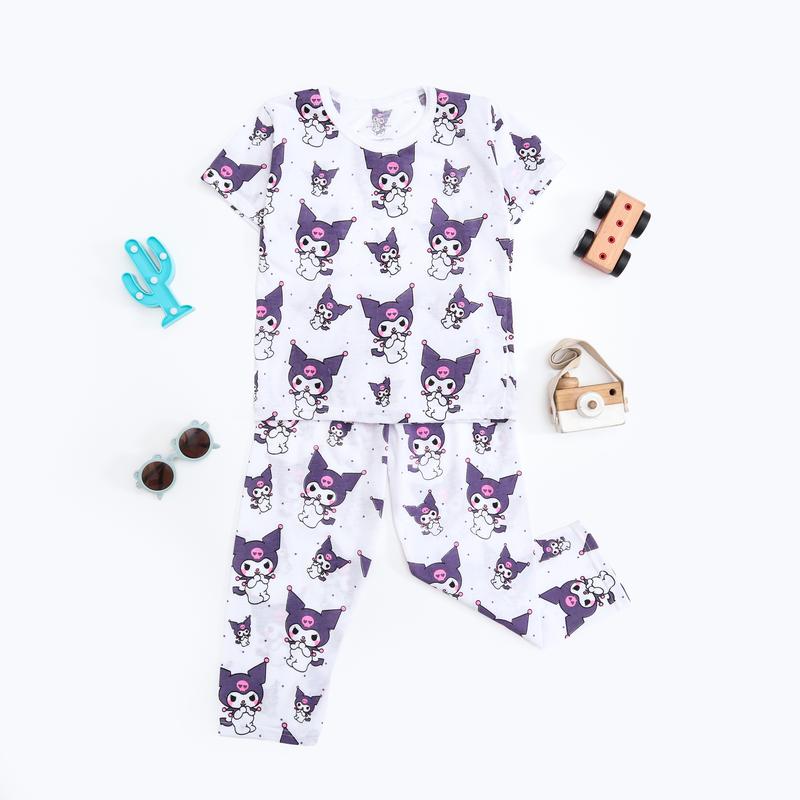 Peachbello Setelan Kaos Anak Lengan Pendek Usia 1-6th Laki-Laki Katun Bayi dan Anak Perempuan kuromi 3