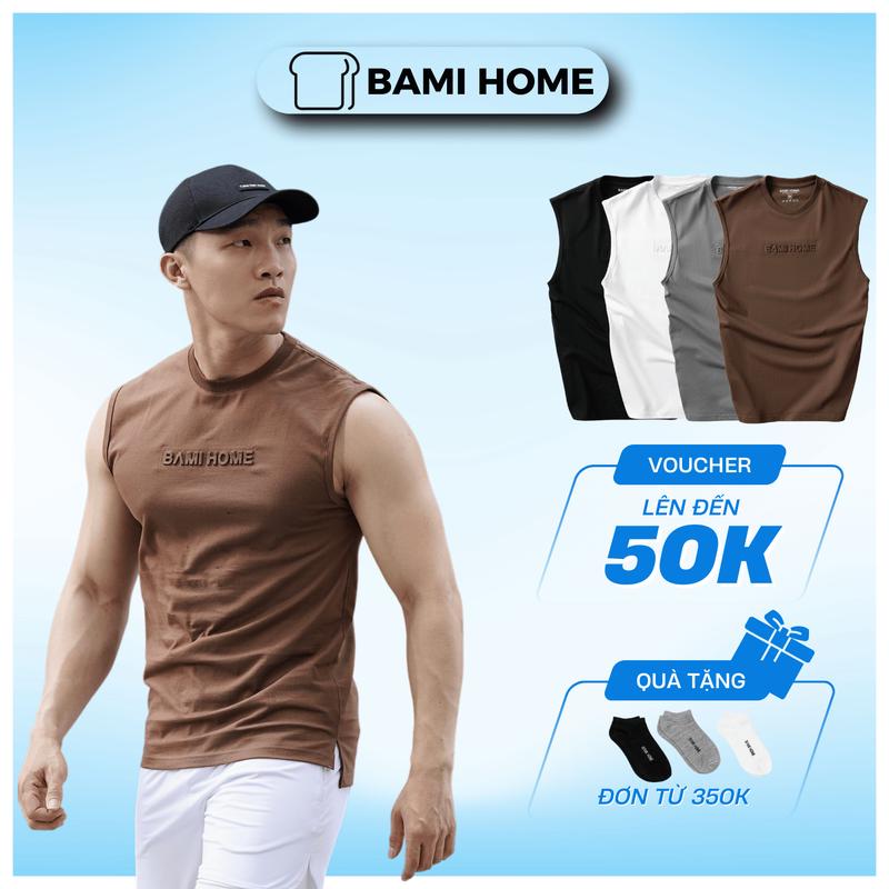 Áo tanktop nam cotton BAMI HOME áo ba lỗ thể thao tập gym nam thoáng mát ATT07