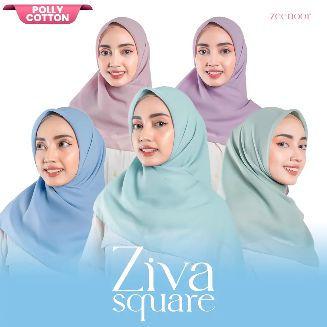Zeenoor Polly Cotton Hijab Series - Kerudung Segi Empat Muted Rainbow Color by Caciliaaa