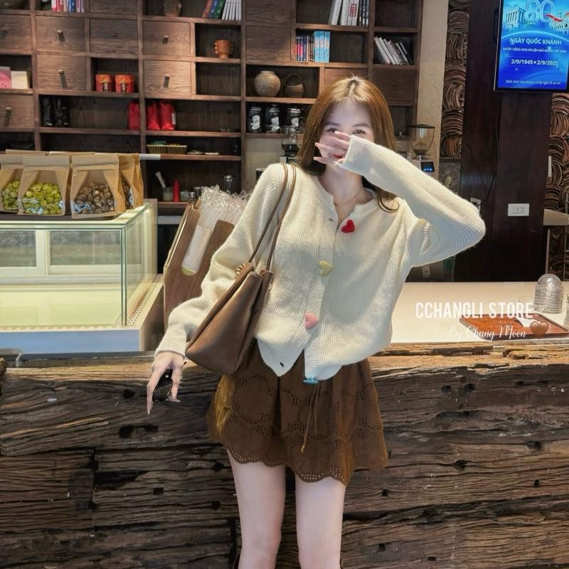 Áo Cadigan Tim 4 Khuy Dáng Dài Phong Cách, CARDIGAN LEN áo len nữ kiểu đẹp