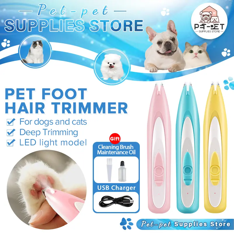 Dog cat paw shaver Foot Hair trimmer with Light pet paw nail clipper pet grooming supplies