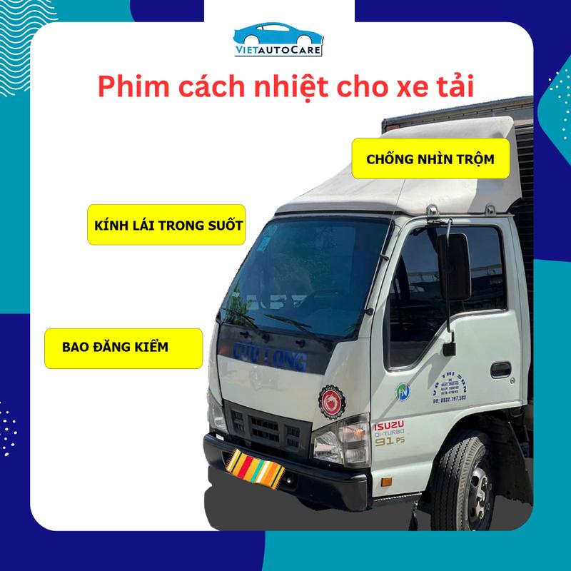  VIỆT AUTOCARE Phim Cách Nhiệt Xe Tải Chống Nắng Dán Kính Ô Tô Loại Bỏ 99% Tia UV Tạo Riêng Tư Bên Trong Xe 