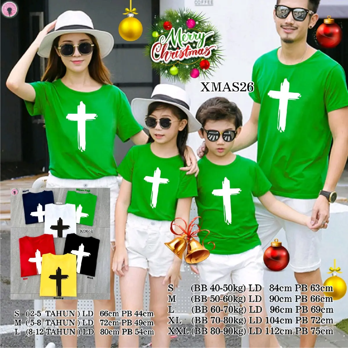 DDS XMAS26 Kaos Family Merry Christmas Kaos Keluarga Natal Kaos Pasangan Seragam Rohani Kristen Baju Natal Kaos Natal Salib