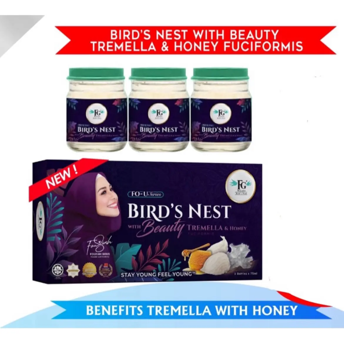 HALAL FGWALET BIRDNEST TREMELLA WITH HONEY 75ml