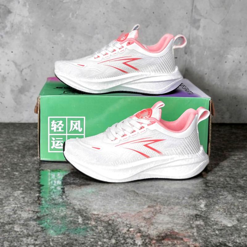 Giày Thể Thao Nam Nữ Tập Gym Aerobic Chạy Bộ Đế Nhẹ T-6668 Trắng Hồng Sneaker Sport Tập Thể Dục