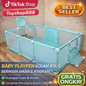BP02 baby playpen kolam mandi bola keranjang mandi bola mainan tenda anak playpen Game Game Pagar Biru Merah