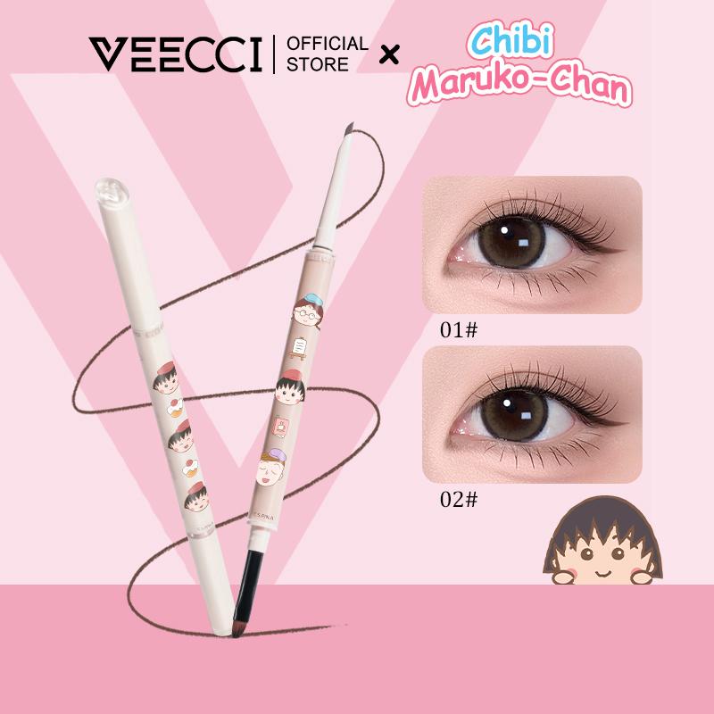 VEECCI X Chibi Maruko-Chan Bút Gel Kẻ Mắt Bút Kẻ Mắt Màu Đen Mờ Tự Nhiên Không Thấm Nước Và Lâu Trôi 60mg