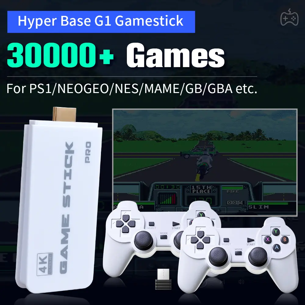 Hyper Base G1 Game Stick Game Consoles With 30000+ Games Plug&Play For TV Retro Video Game Consoles For PS1/MAME/NES/NEOGEO/GB/GBA
