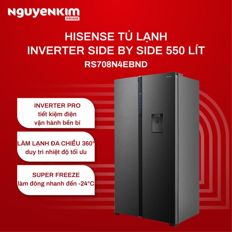 Tủ lạnh Hisense Inverter 550 lít RS708N4EBND