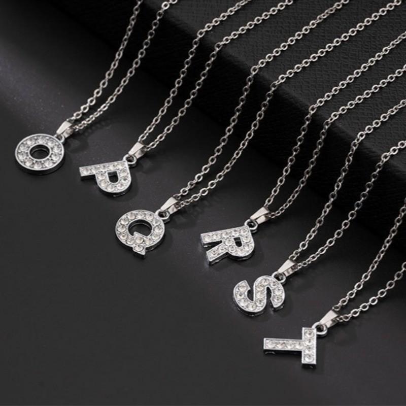 Vòng Cổ Mặt Dây Chuyền Chữ Cái Cá Tính, Dây Chuyền Ban Đầu Thanh Lịch, Nạm Zircon, 26 Lựa Chọn, Phong Cách Hàng Ngày Tối Giản