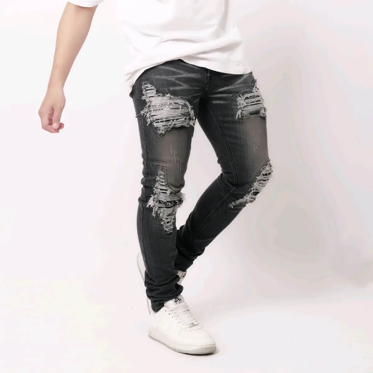 VIRREL.ID " SKY GRAY " Celana Jeans Ripped Pria - Skinny