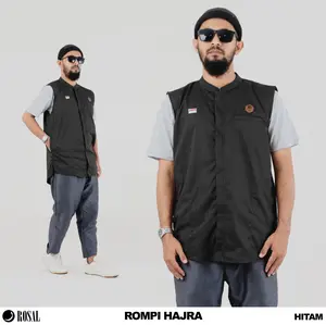 Rompi Hajra ROSAL Hitam - Rompi Sholat Praktis dan Nyaman untuk Ibadah Haji dan Umrah Bahan Drill
