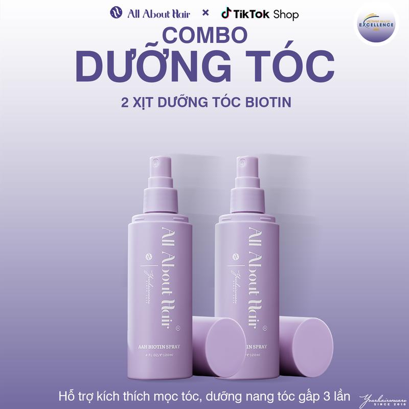 COMBO 2 x AAH BIOTIN SPRAY VEGAN 120ML – XỊT DƯỠNG TÓC GIẢM RỤNG KÍCH MỌC TÓC PHỤC HỒI TÓC HƯ TỔN TÓC DÀY KHỎE CHUẨN SALON