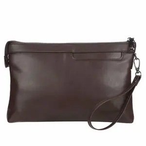 PLANET FASHION BAG Tas Tangan Pria & Wanita Hitam Kulit Synthetic Zipper Premium Handbag Clutch PU Leather Model Elegan Cocok Untuk Formal & Non Formal Dilengkapi Tali Pendek 26x3x1.7 Cm