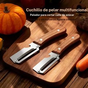 Compra uno y obtén otro gratis. Herramienta especial de cocina multifunción de acero inoxidable reforzado para pelar frutas, ideal para quitar la cáscara de caña de azúcar y piña.