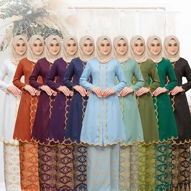 Malay Exquisite Embroidered Long Skirt Two Piece Set Elegant and Fashionable Women's Muslim Two Piece Set Long Skirt