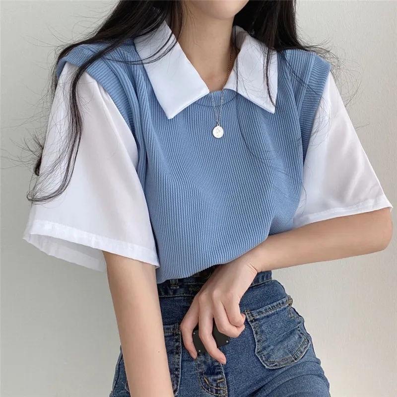 Product Introduction of Women's POLO Collar Simple Casual Shirt Short Sleeve Fashion Top 34