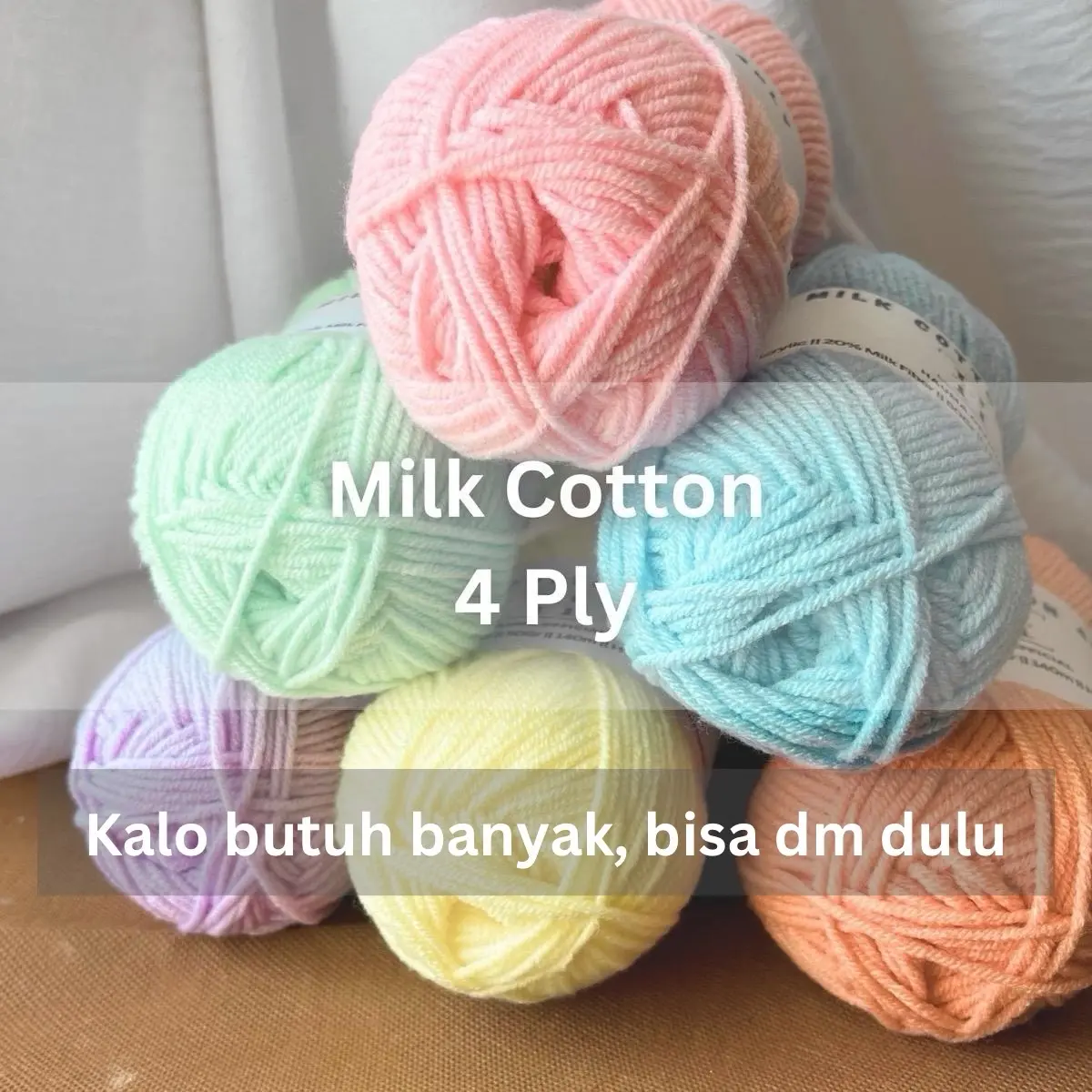 MILK COTTON 4ply benang rajut katun susu Kerajinan
