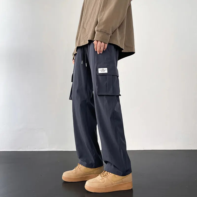 PROMO - CELANA PANJANG CARGO LONGGAR OVERSIZE BAGGY LOOSE PANTS PRIA KOREAN STYLE Hitam 0