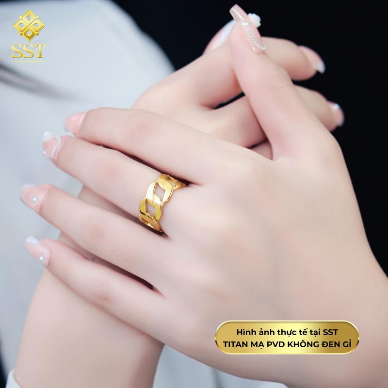 Nhẫn Titan SST Official Bảng mắc xích cá tính Không Đen Gỉ N66