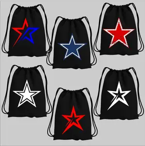 Tas Tali Serut Hitam Motif BINTANG  Bahan Parasut Premium / Tas Serut Hitam Distro Keren / Tas Sekolah Tas Travel