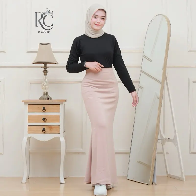 Rok Mermaid Maxi Scuba Premium//Rok Wanita Elegan | Rok Span Slimfit High Waist untuk Kerja Santai Pesta Bawahan Dewasa Panjang 1