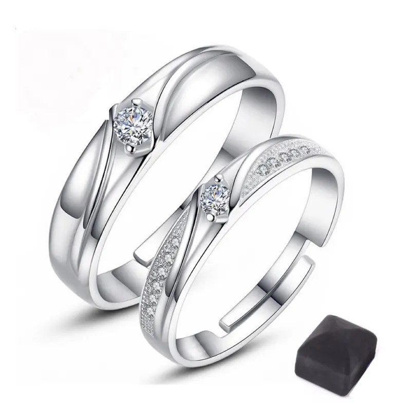 Cincin 2Pcs Couple Silver Perak Plated Tunangan Nikah Sepasang CCSP2 1
