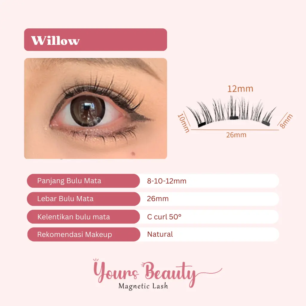 WILLOW Bulu Mata Magnetic Premium [Tanpa Lem] - Yours Beauty Eyelashes Bulumata cat lashes