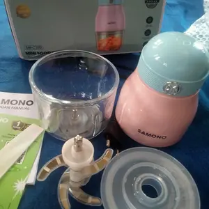 (GREBEK GUDANG KETARKETIR) SAMONO Mini Food Chopper 300ml – Penggiling Daging & MPASI Bayi, 6 Mata Pisau Stainless 【SW-C190】