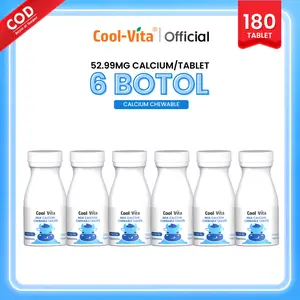 Coolvita 6 Botol Calcium Chewable Rasa Susu New Zealand | Suplemen Kesehatan Anak untuk Tulang, Gigi – BPOM & Original