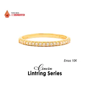 Cincin Emas Asli Bersurat Model Lintring LTR Batu Putih J5Ismoyo