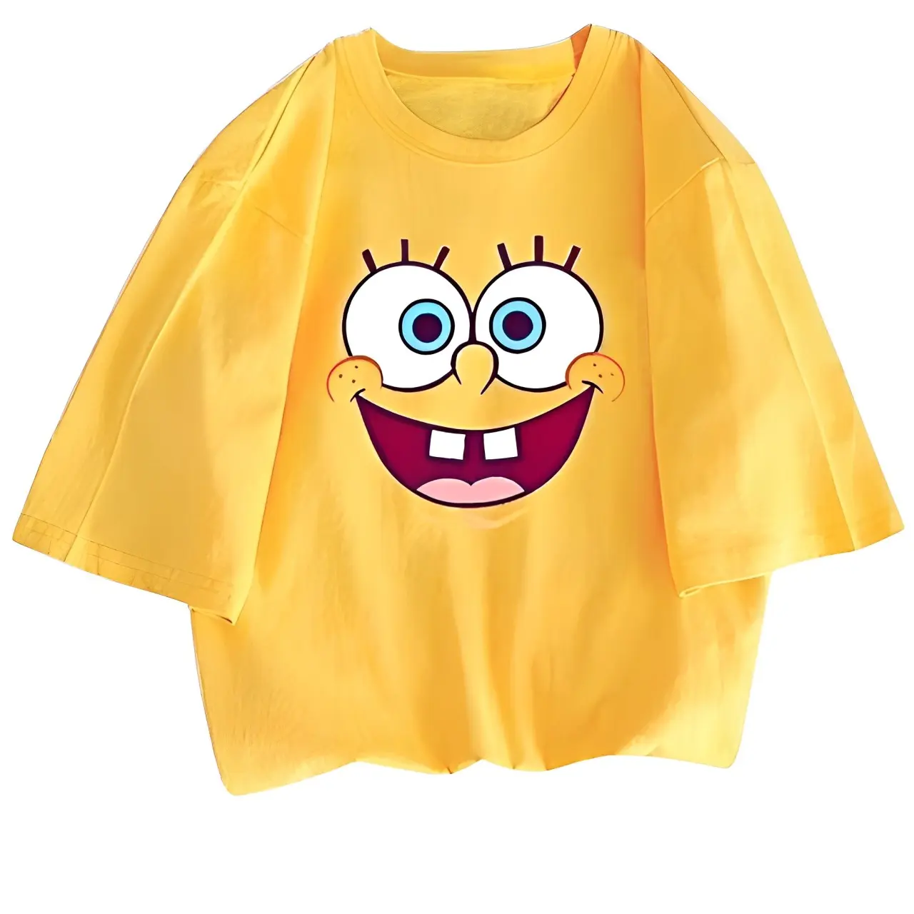 Kaos Wanita Spongebob Face Ukuran XS-5XL Bahan Katun Combed 30s Premium Atasan Baju Oblong Oversize Tshirt Tee Distro Dewasa Polos Panjang Motif Pendek Cewek