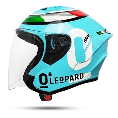 HELM HALF FACE DEWASA MLA HAKAI LEOPARD MOTIF KACA VISOR CLEAR HELM TERBARU KEKINIAN HELM MOTOR SNI COD