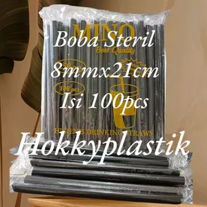 Sedotan Bubble Steril 8mmx21cm / Sedotan Hitam Bubble Steril Bungkus Plastik