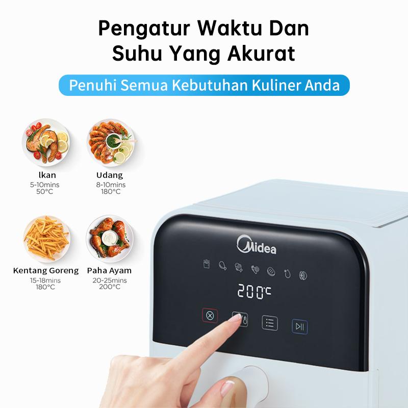 Midea 4L Digital Touch Air Fryer 650W Low Watt MAD40007ADG / MAD40007ADI Penggorengan Tanpa Minyak Midea 4L Digital Touch Air Fryer 650W Low Watt MAD40007ADG / MAD40007ADI Penggorengan Tanpa Minyak
