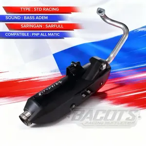 Knalpot Standar Racing Bas Adem Moncong Shijiro Original Bacots Racing untuk Semua Matic Sound Fullbas Max Power Beat Vario 125 150 Mio Nmax Pcx Aerox Genio Sijiro