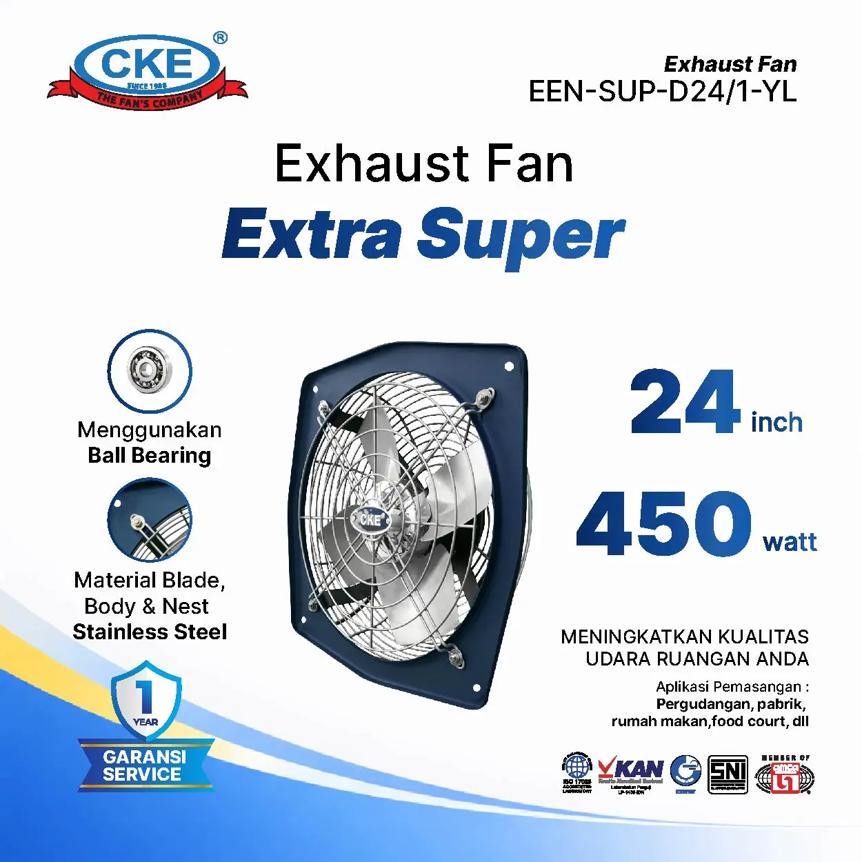 Exhaust Fan 24" Penyedot Udara 24 inch 1 Phase 220V CKE Heavy Duty