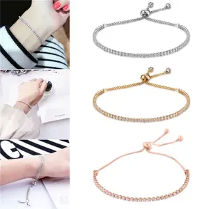 Gelang Serut Diamond Rhinestone Adjustable Bracelet Gelang Serut Wanita Fashion dengan Desain Elegan dan Tali yang Dapat Disesuaikan