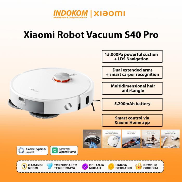 Gambar Xiaomi Robot Vacuum S40 Pro - 15000Pa suction & dual extended arms - Penyedot Debu Pel - Garansi Resmi dari Indokom Store Kota Administrasi Jakarta Pusat Tokopedia