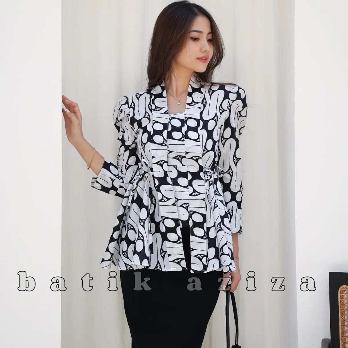 Atasan Batik Wanita Pundak Puffy Batik Kutubaru Modern Blus Kutubaru Seno by Batik Aziza