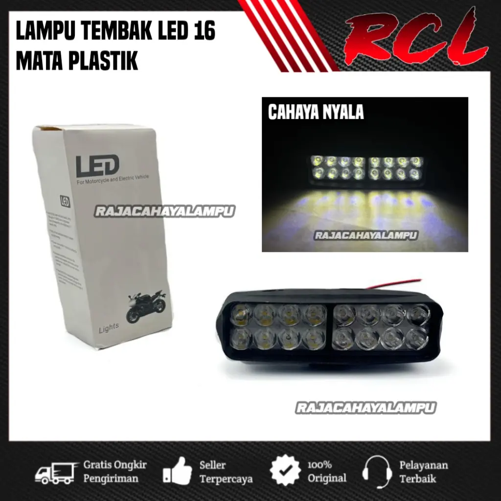 Lampu Tembak Sorot LED 16 LED Bahan Plastik Universal