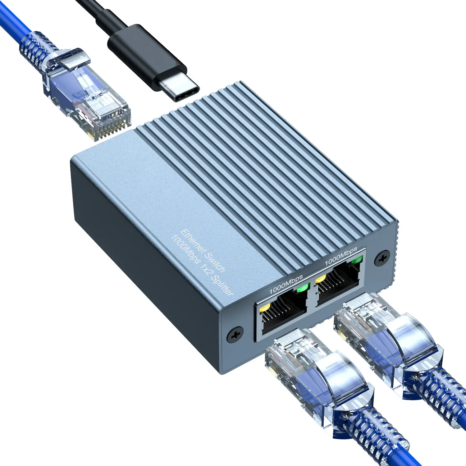 Ethernet Splitter 1 to 2,1000Mbds High Speed Internet,RJ45,Lan,Cable,Cat5/6/7/8,Port Splitter 1 in 2 Out,Ethernet Network Lan Switch 2 Port