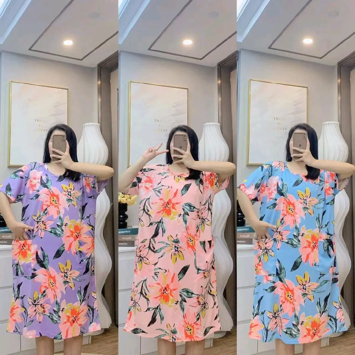 (part 2) Daster saku Jumbo XXXL Ld 120cm Daster kaos motif bunga