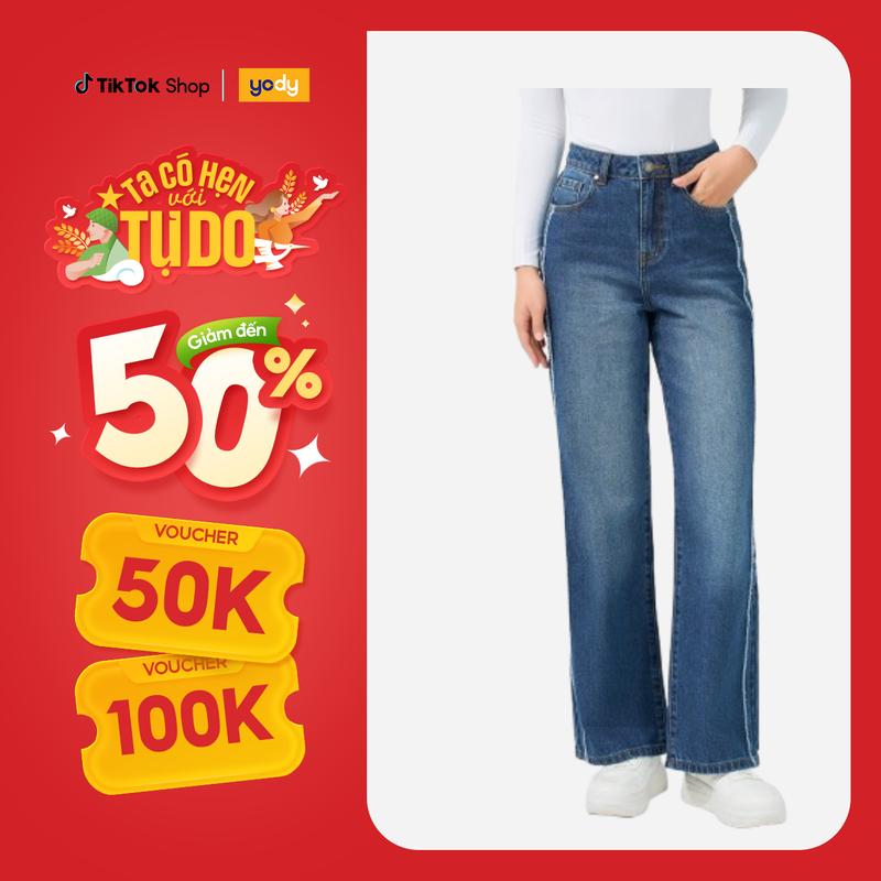 [Đồng giá] [ LIVE ] YODY Quần Jean Nữ Ống Suông Xẻ Xả Gấu QJN7060