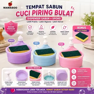 [MAMASOO] Tempat Sabun Cuci Piring Bulat | Dispenser Sabun | Tempat Sabun Cair Cuci Piring | Soap Pump Dispenser 2 in 1 | Dispenser Sabun Cuci Piring