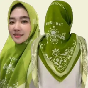 HIJAB SEGI EMPAT MOTIF NU TERBARU / JILBAB SEGIEMPAT MUSLIMAT / KERUDUNG FATAYAT / HARI SANTRI NASIONAL  Voal / KORAN ARAB Mewah Square Printing Atasan Wanita Syari